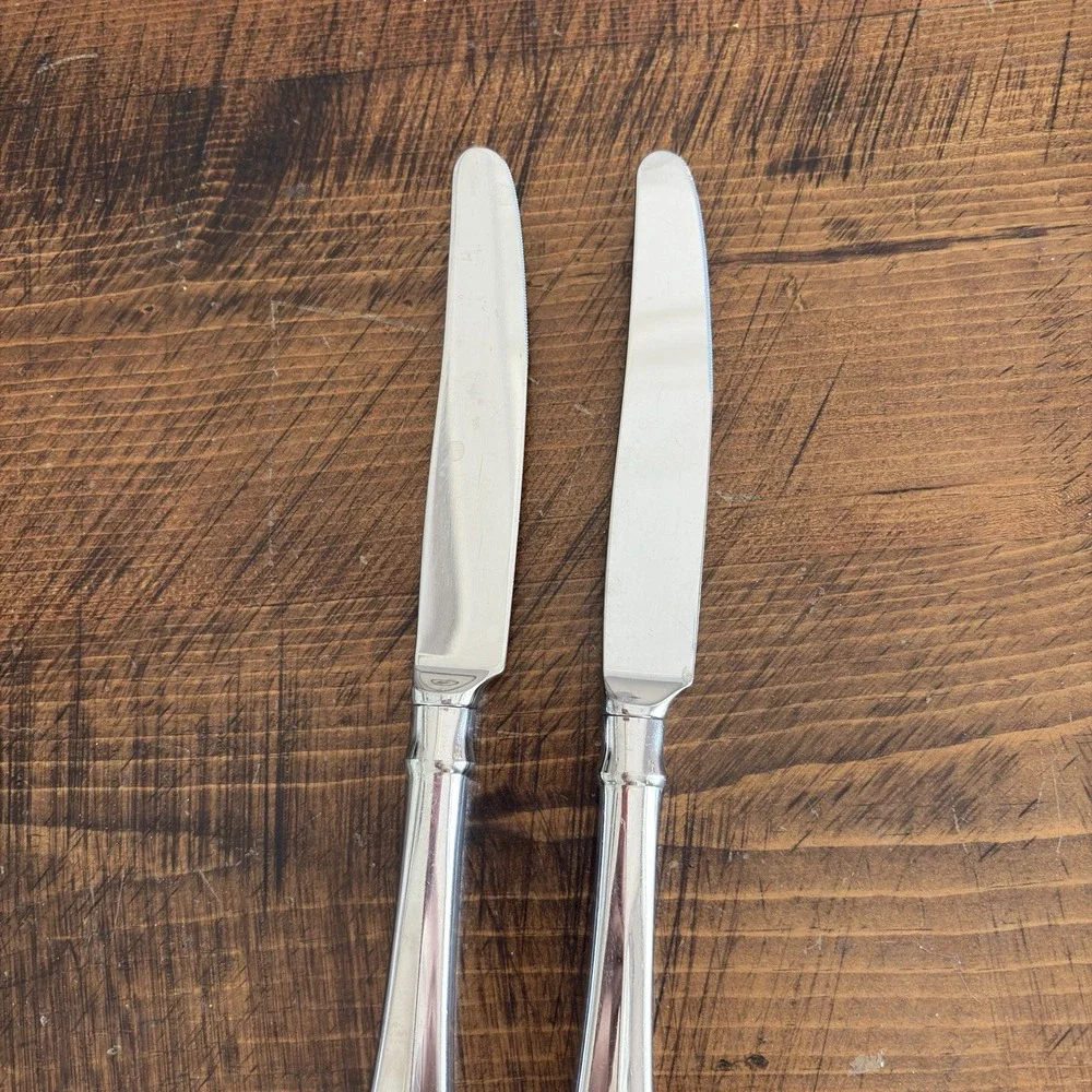Oneida GOLDEN JUILLIARD (2) Dinner Knives Cube Stainless‎ Flatware Set Glossy